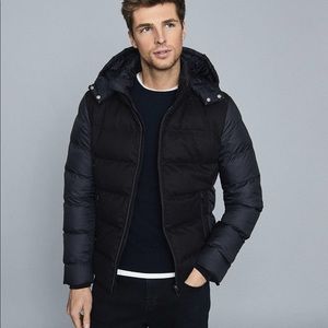 Reiss Meyrim hooded quilted jacket